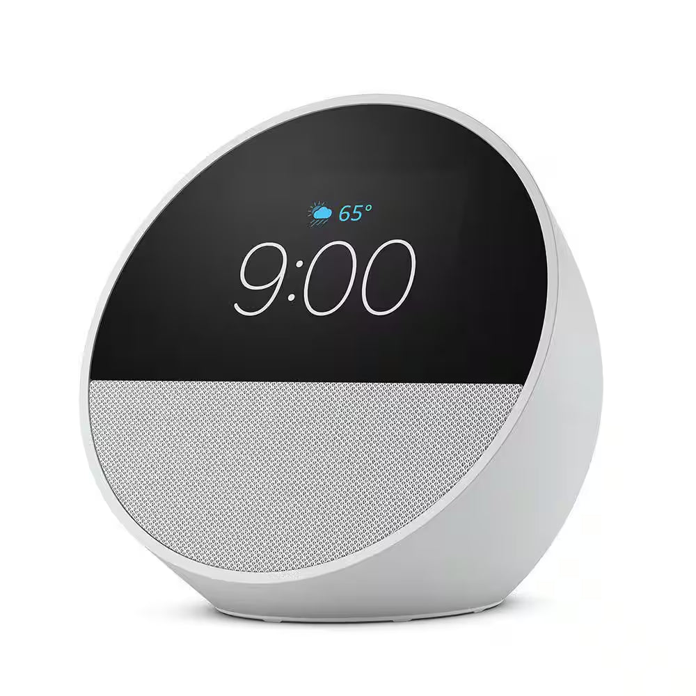 Echo Spot (2024 Release) Smart Alarm Clock with Vibrant Sound plus Alexa, Glacier White