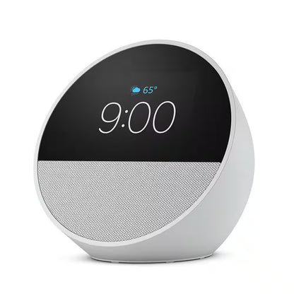 Echo Spot (2024 Release) Smart Alarm Clock with Vibrant Sound plus Alexa, Glacier White