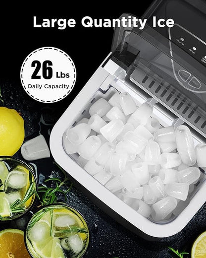 26 Lb.Daily Production Bullet Ice Countertop Ice Maker, Self-Cleaning Ice Makers