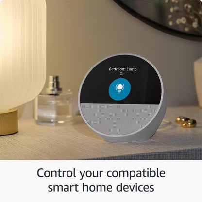 Echo Spot (2024 Release) Smart Alarm Clock with Vibrant Sound plus Alexa, Glacier White